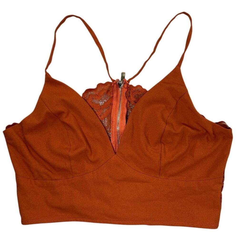 Privy Privately Privileged Burnt Orange Lace Crop Top